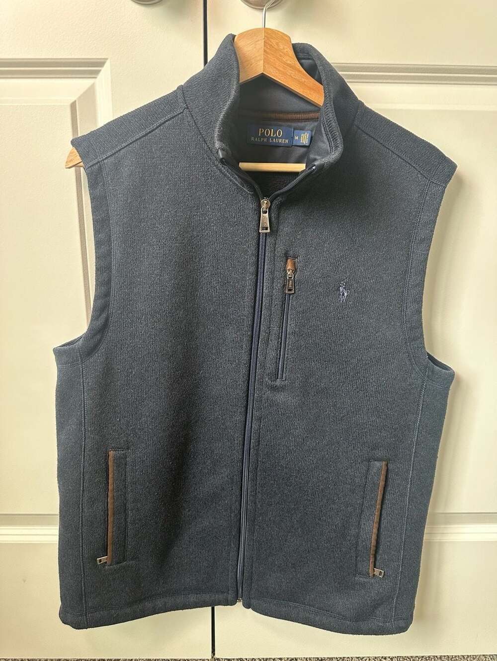 Polo Ralph Lauren Men's Navy Blue  Fleece Mockneck Vest Size M